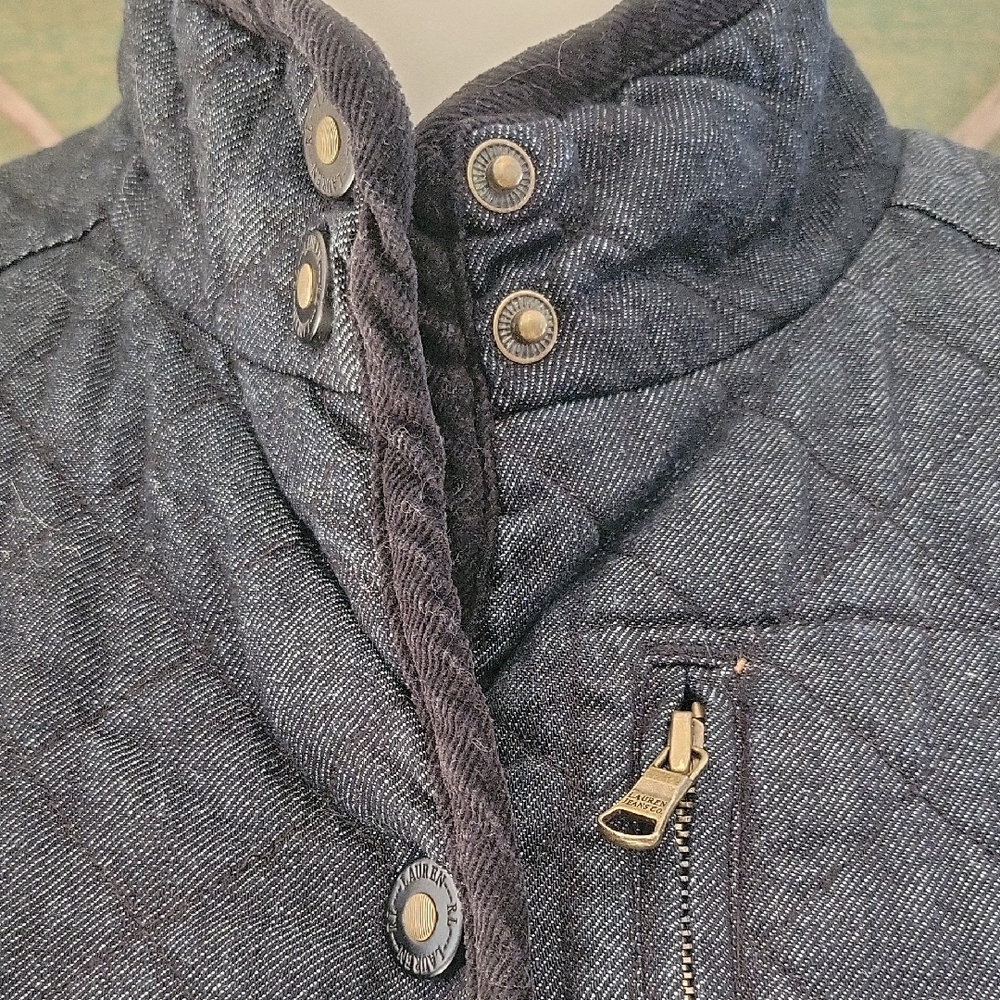 Ralph Lauren Vintage Black Denim Quilted Chore Jacket - Picture 2 of 14